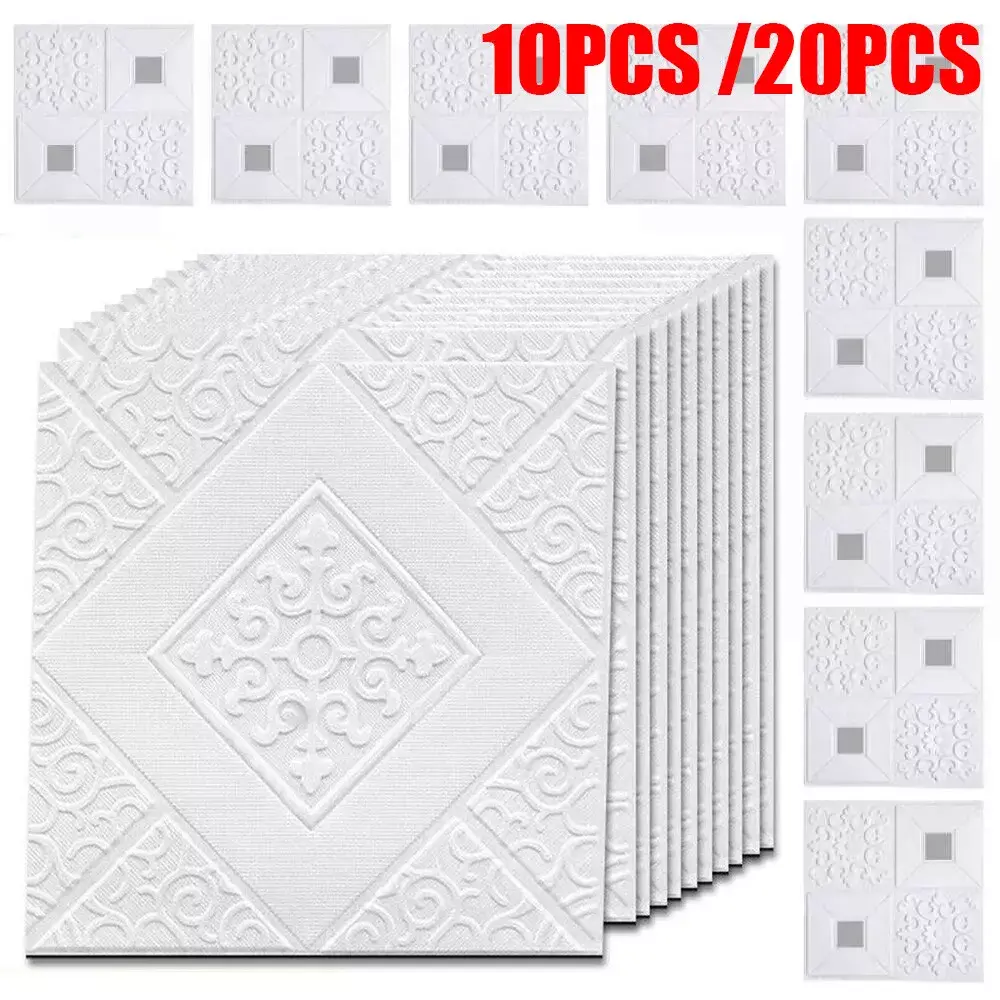 3D Foam Tile Brick Wall Sticker Self-adhesive Waterproof Ceiling Panel Wallpaper