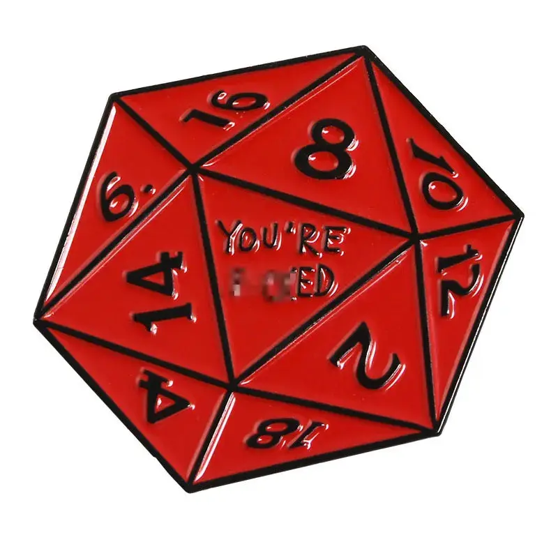 1 Pcs DnD Metal Pin Red You're F***ed D20