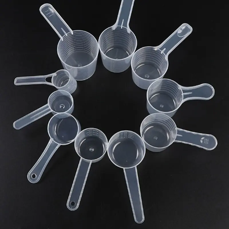 5pcs/set Transparent Plastic Spoon Measuring Flat-bottomed Spoon with Scale Useful Kitchen Baking Measuring Spoon 3