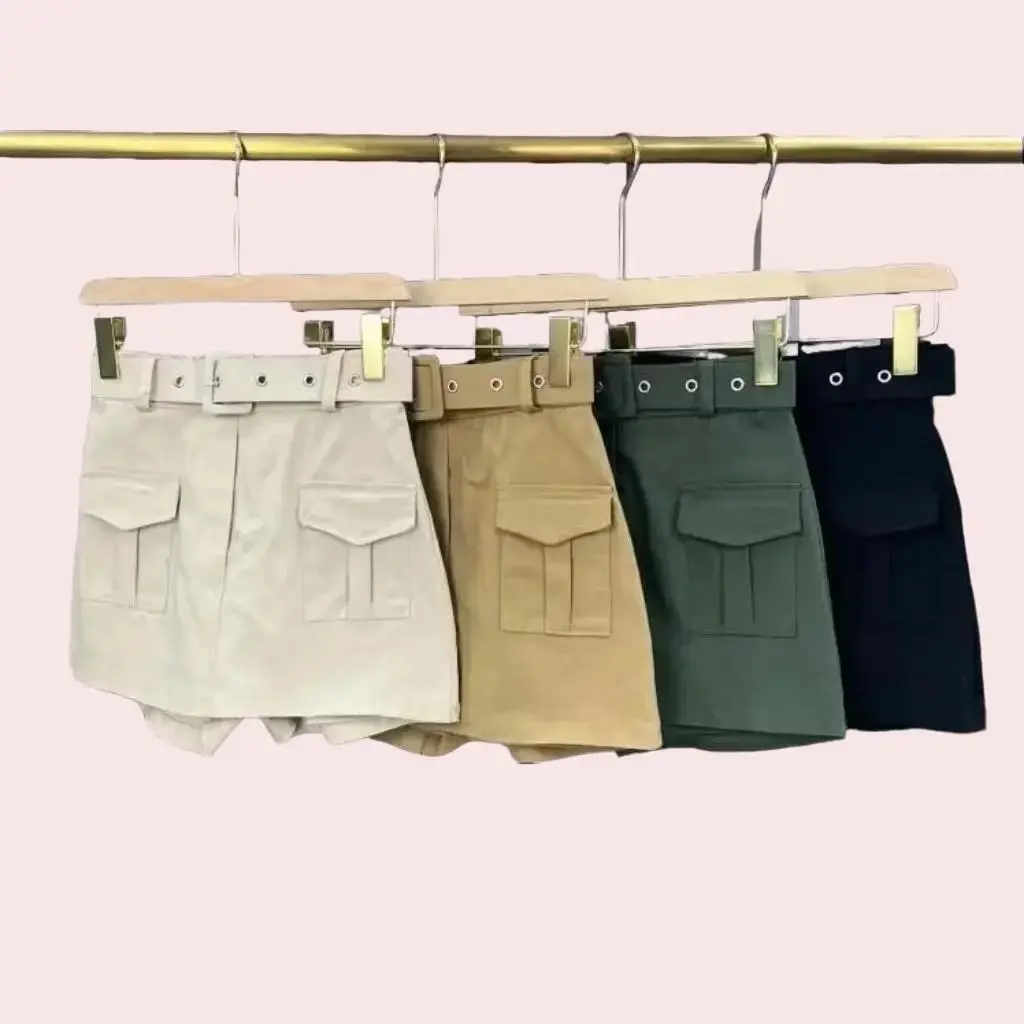 HOT  [Order Amount Over 20 Minus 5 ]Womens Commuter Stretchy Cargo Combat Belted Skort Short Skirt Fabric Pocket Womenswear Bottom sabrinacarpenter skirts