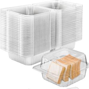 CROWNSHOP 100 Pack Cupcake Containers Individual 5.5 inch Inch Cupcake Boxes Single for Home Baking Clear Plastic Cupcake Holder with Lids for Party Wedding Birthday (Square 100PC)