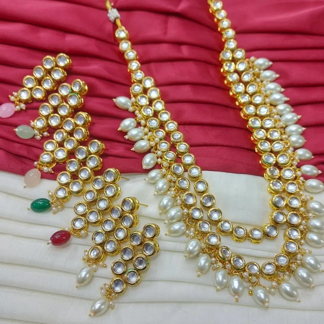 Azka Long Layer Kundan Mala Necklace  Party Wedding Gift Anniversary Auspicious Birthday