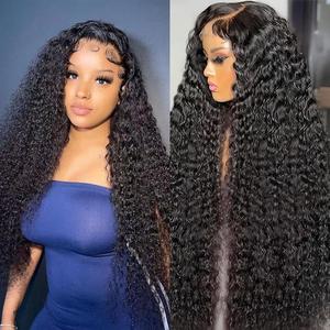 13x4 Lace Front Wigs Human Hair Deep Curly Human Hair Wigs for Women Kinky Curly Transparent Frontal Human Hair Wig Pre Plucked Natural Color Curly Frontal Human Hair Wigs