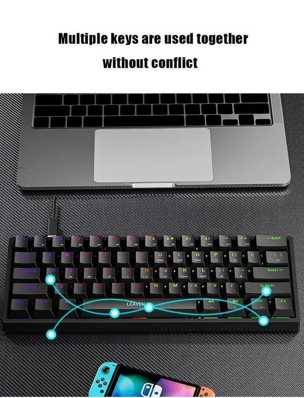 【Free shipping】Mechanical keyboard,Gaming keyboard electronic sports wired mechanical keyboard TYPE-C Hot swap RGB luminous green axis 4