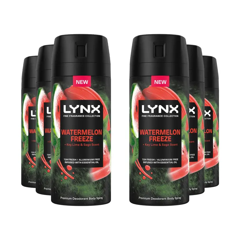 Lynx Men Deodorant Watermelon Freeze with 72Hrs Freshness 150ml, 6 Pack 1