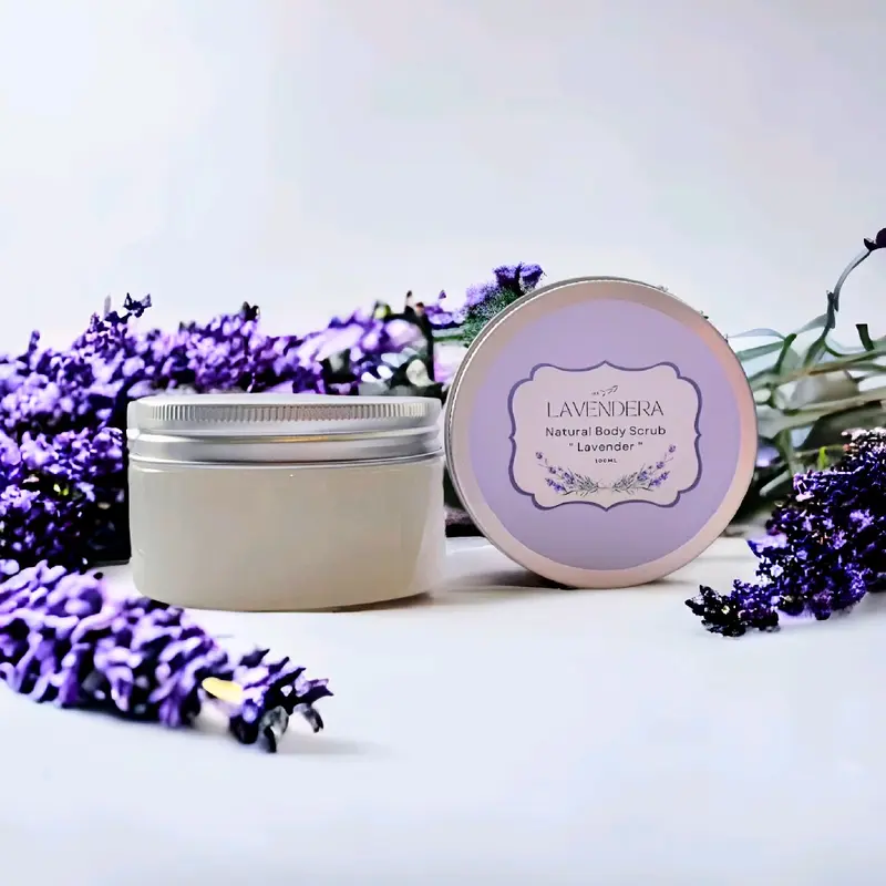 Lavender Natural Body Scrub Aromatherapy Oil Base Moisturising Exfoliator Fractionated Coconut Oil Coarse Sea Salt Essential Oils Body Care Blend Exfoliate Smoother exfoliate and glow salt  scrub 4