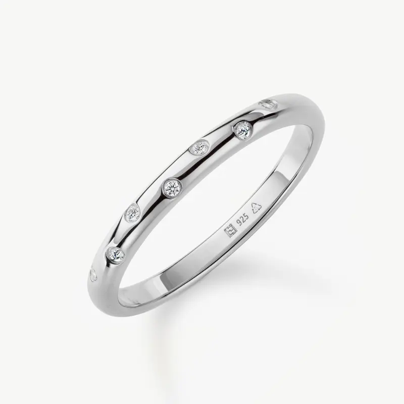 Lab Grown Diamond Sparkle Ring - 7 Brilliant Cut Diamonds D/E/F VVS/VS - Gold Vermeil or Sterling Silver 3