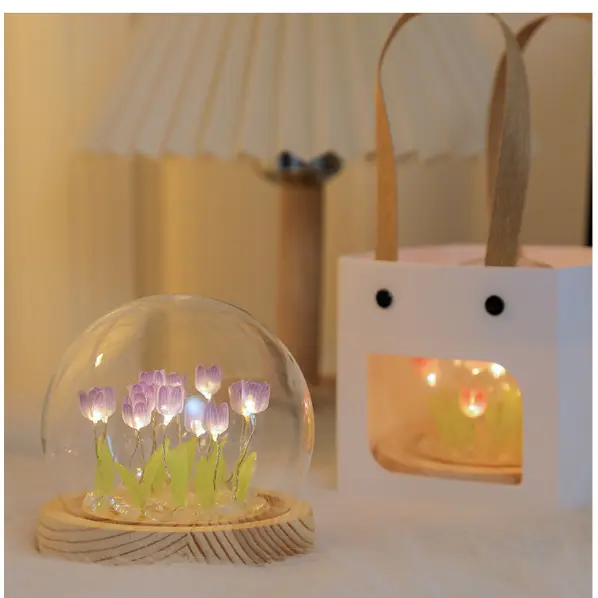 LED Tulip Flower Night Light - Handmade Bedroom Decor Lamp for Home Fairy Decor 4