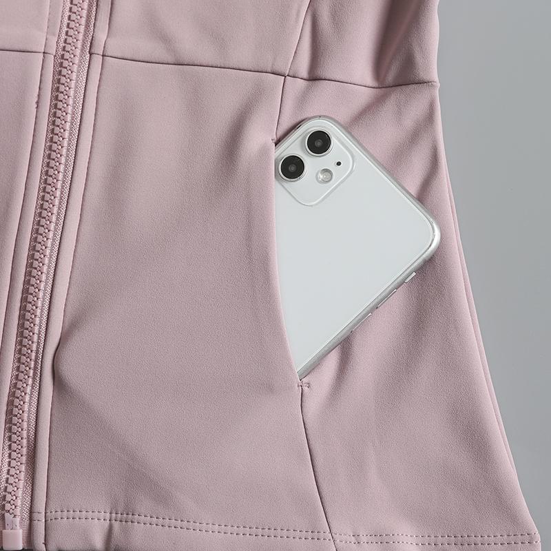Product Introduction of New yoga wear ladies coat round high elastic loose exercise yoga fitness long sleeve stand-up collar  yoga tops 7