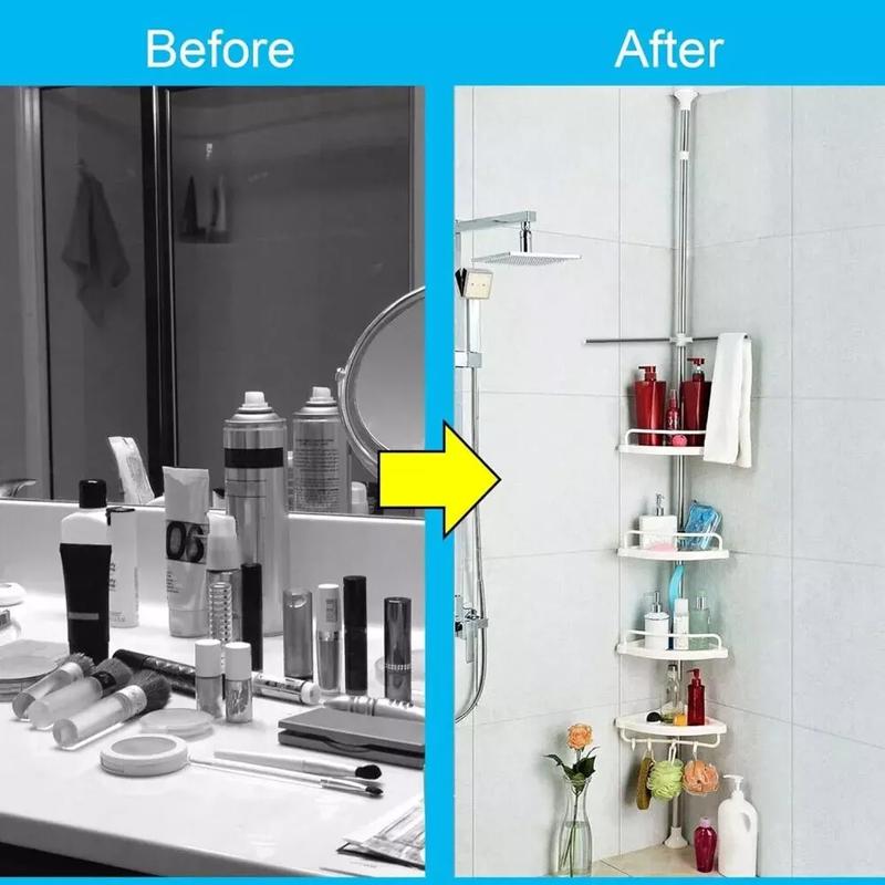 Product Introduction of 4 Tier Telescopic Bathroom Wall Corner Shelf Rack Shower Caddy Storage Organizer 2