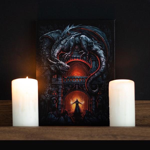 19x25cm Dragon's Lair Canvas Plaque by Spiral Direct - Gothic Supernatural Decor Gift Poster Artwork Decoration Artistic Wall Ornaments canvases home room Print 3