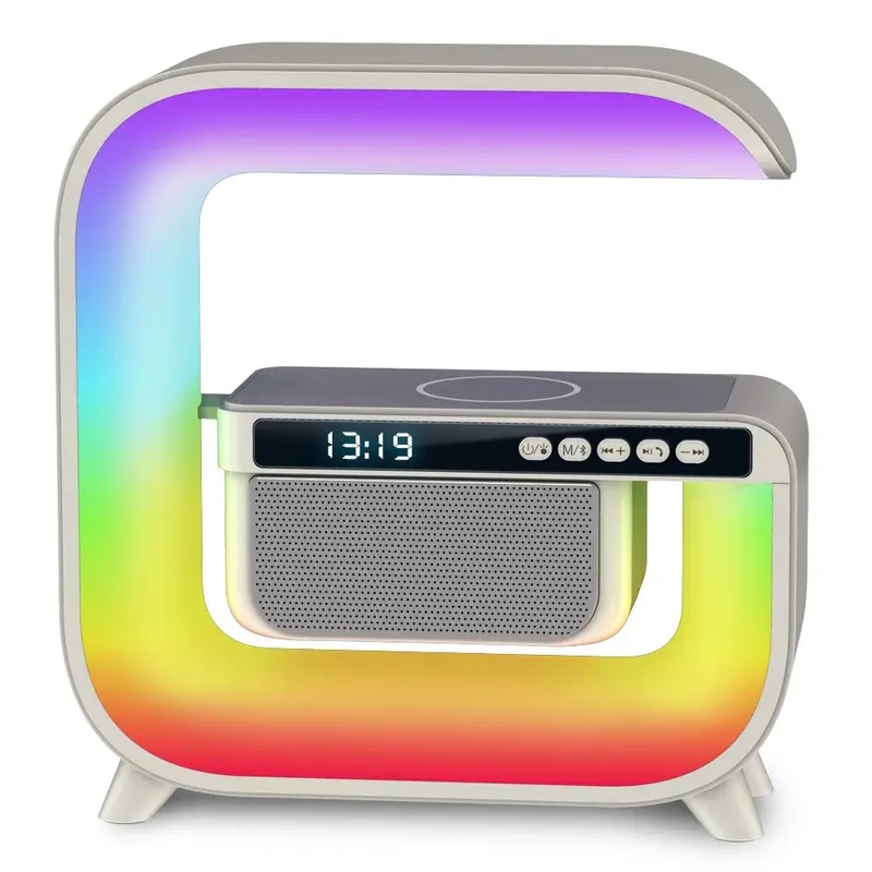 Wireless Charging Speaker,Alarm Clock Intelligent Led Lamp, Multifunctional Wireless Charger Night Light Lamp, Atmosphere Lamp with Bluetoth Speaker for Bedroom, Room Decor, Gift, Party Audio Bluetooth Cable Devices Gadget 1