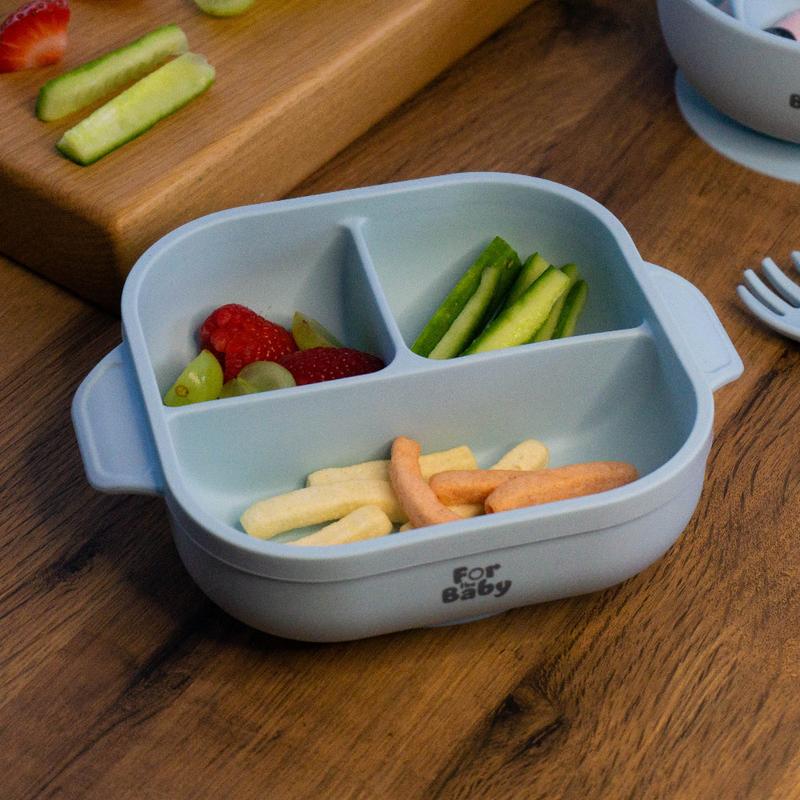Square Silicone Suction Bowl with 3 Compartments 8