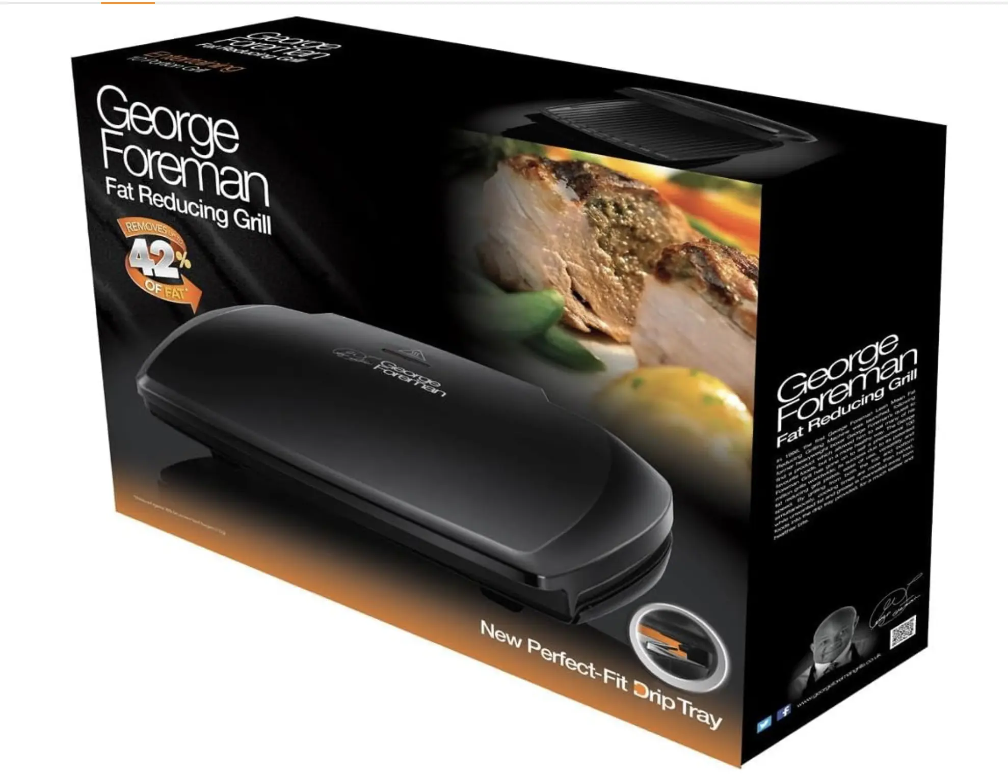 George Foreman Large 10 Portions Electric Health Grill Non-Stick 2400W - 23440