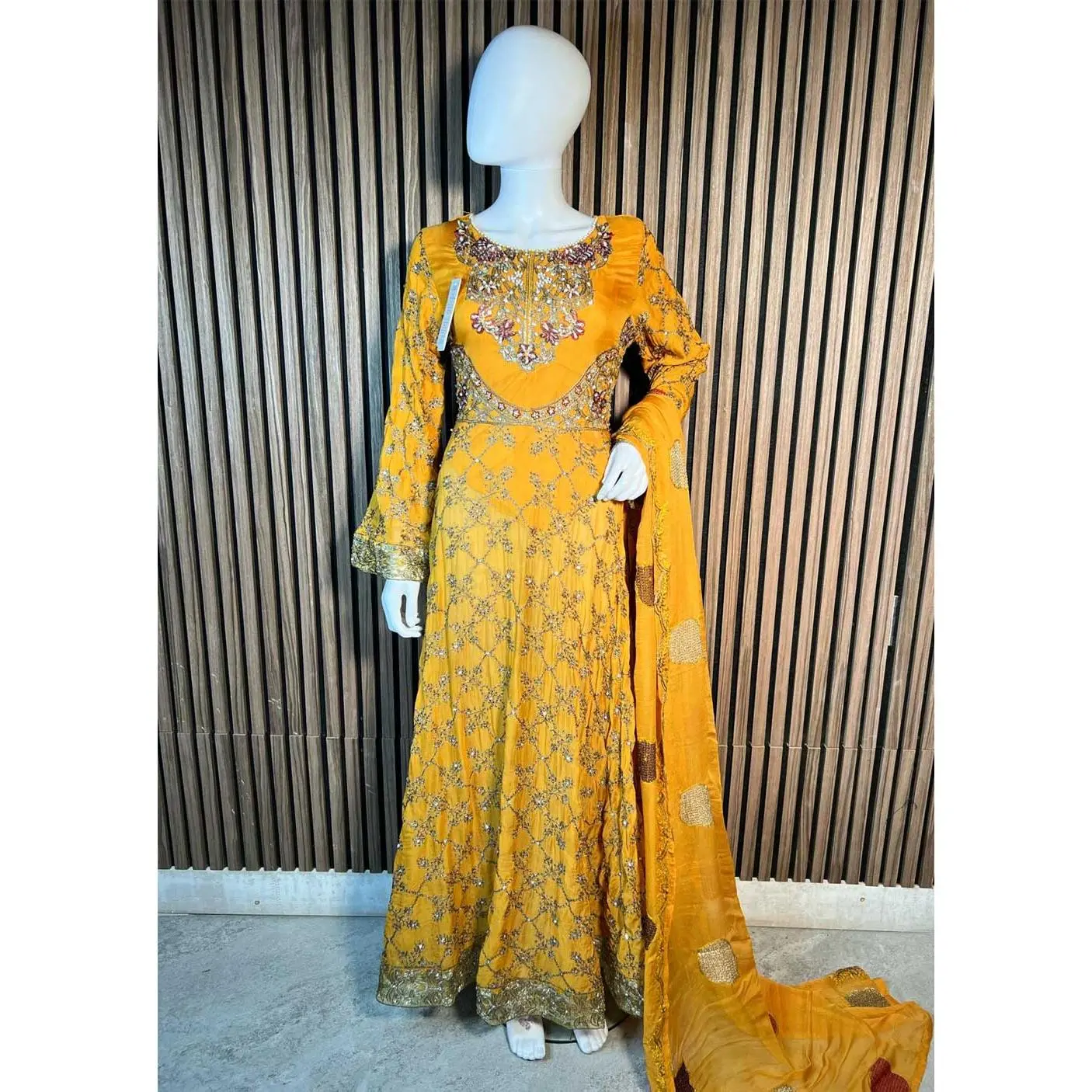 H-1181 Mustard - Chiffon Maxi Dress