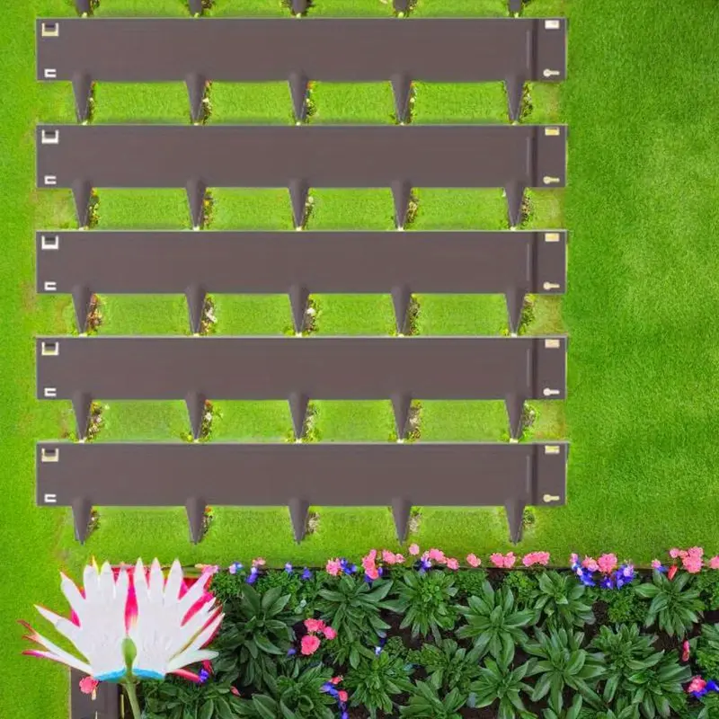 5pcs Flexible Steel Garden Edging, 99.06cm x 10.16cm Rustic Brown Landscape Strips with 8.0cm Spikes - Durable Metal Borders for Flower Beds & Pathways, Easy Installation 2