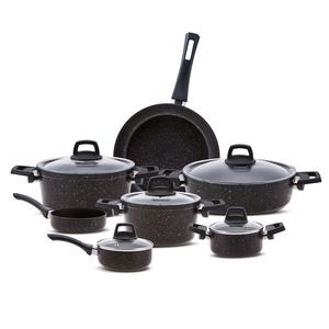 Karaca Blackgold Biogranite 12-Piece Non-Stick Cookware Set, Black Gold