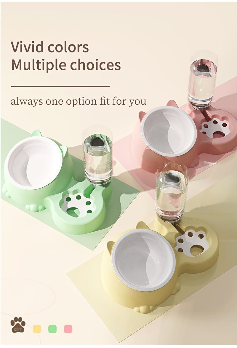 Product Introduction of Elevated Cat Double Bowls With Automatic Water Dispenser, Anti-Overturning, Stainless Steel Cat Inclined Food Bowl Water Bowl For Neck Protection 9
