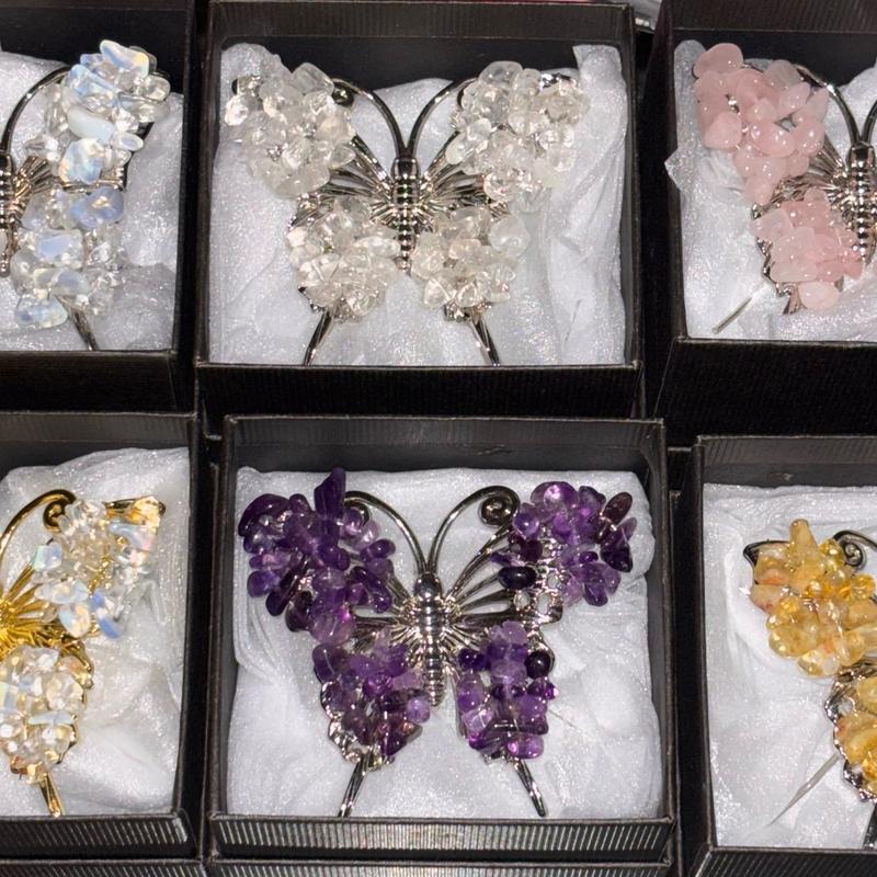 Prettiest crystal chips butterfly ornament 7cm 1pc 2