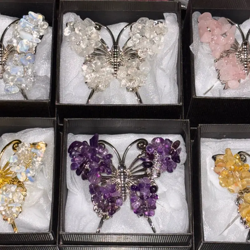 Prettiest crystal chips butterfly ornament 7cm 1pc 2