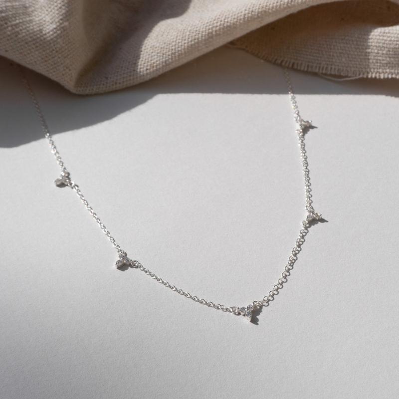 Multi Three Leaf Crystal Drop Necklace 3