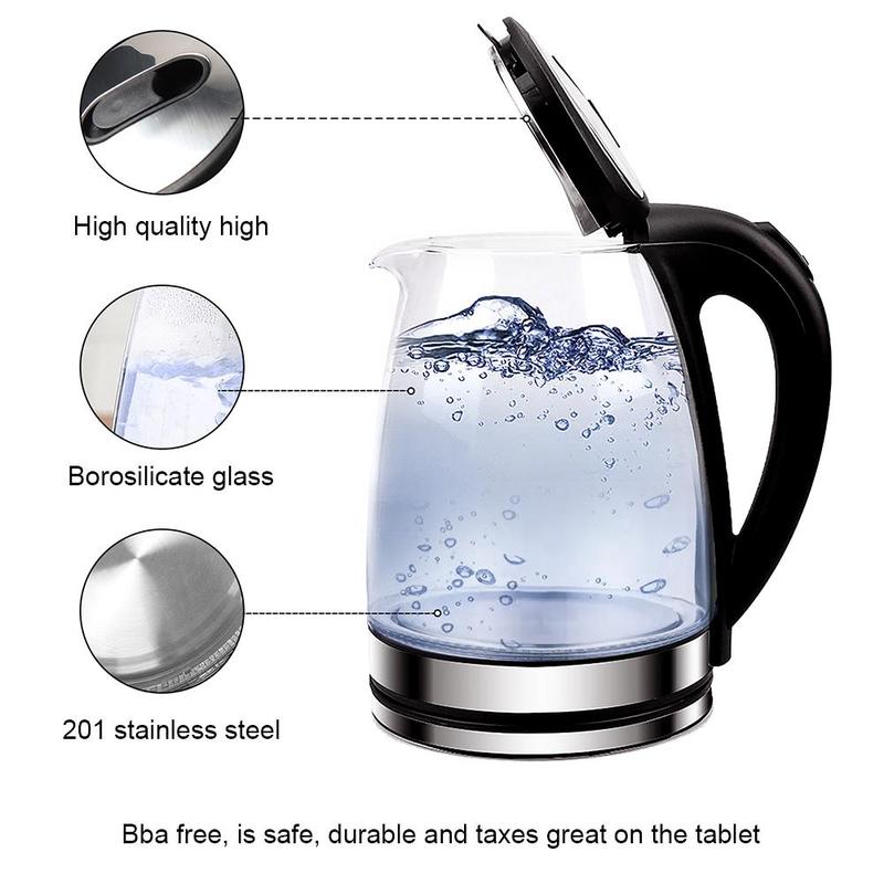 220V 1.8L Electric Kettle Glass Tea Kettle 1500-1800W Water Boiler Home Kitchen water heater,Dry Boiling Protection 5