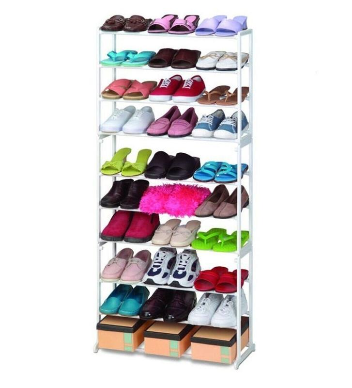 Shoe Rack 10 Tier Lightweight & Portable Storage Solutions Black or White 0