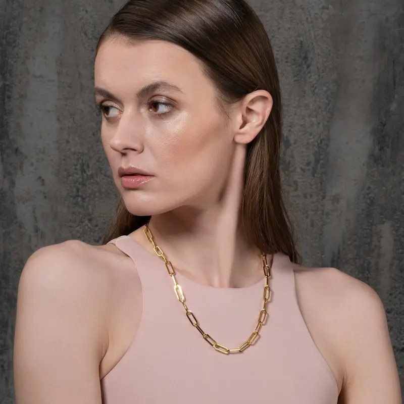 Long Gold Paperclip Chain Necklace for Women 2