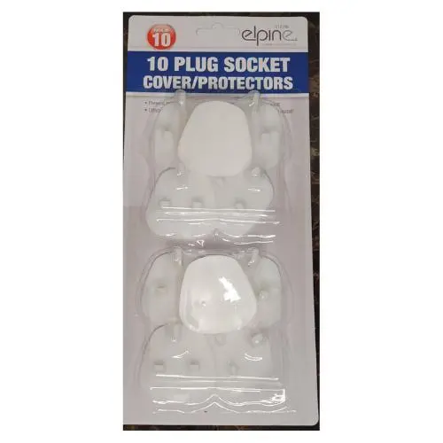 10x White Universal Plastic 3 Pin Plug Socket Covers - Baby Proofing Safety