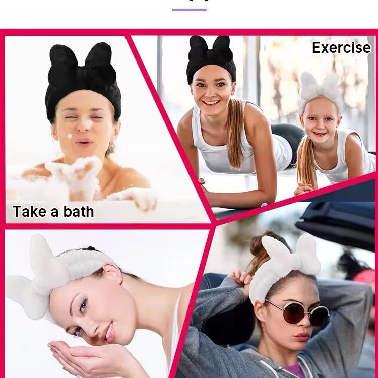 Premium 2 Pieces Spa Facial Headband for Makeup and Washing Face Women Spa Yoga Sports Shower Facial Head Band Elastic Head Wrap for Girls and Women 5