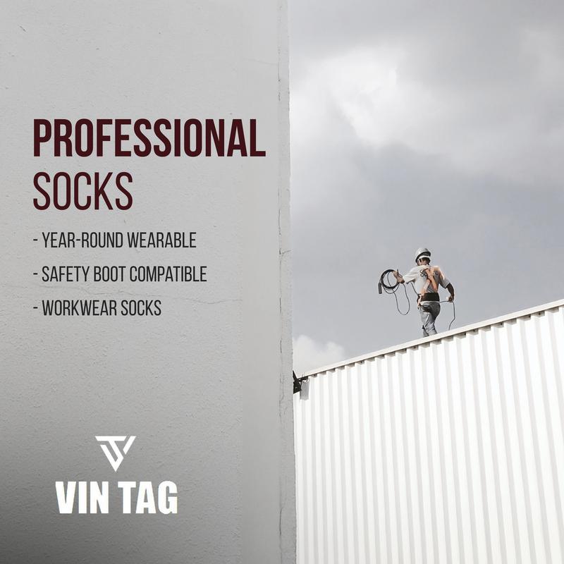VIN TAG Men's Heavy Duty Work Socks, Professional Mens Socks with Reinforced Heel and Toe Protection for Extra Support and Comfort Cotton Men's Socks Pack of  3,6,9 AND 12  Polyester Fabric Menswear Breathable Day Stretch Thick Cap Layer Yellow Grey 3
