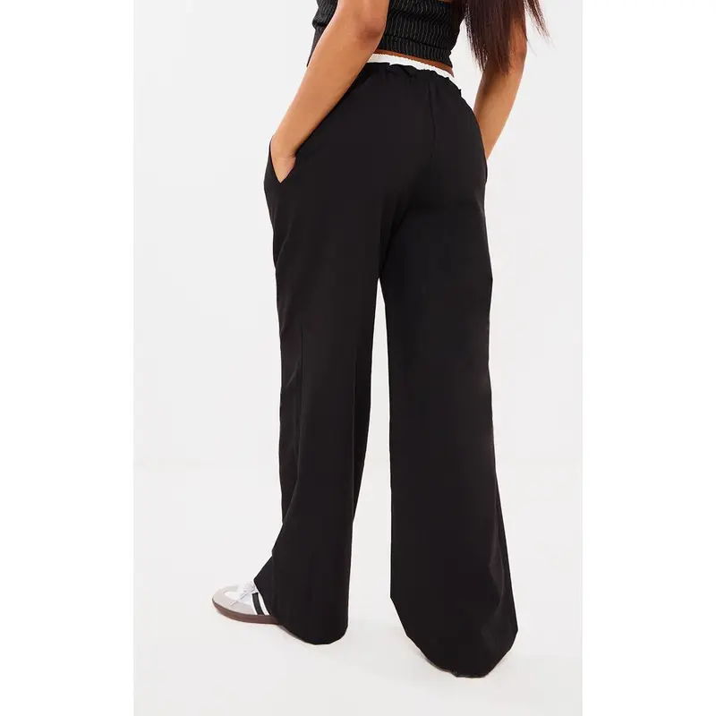 Black Boxer Detail Drawstring Waist Trousers 2