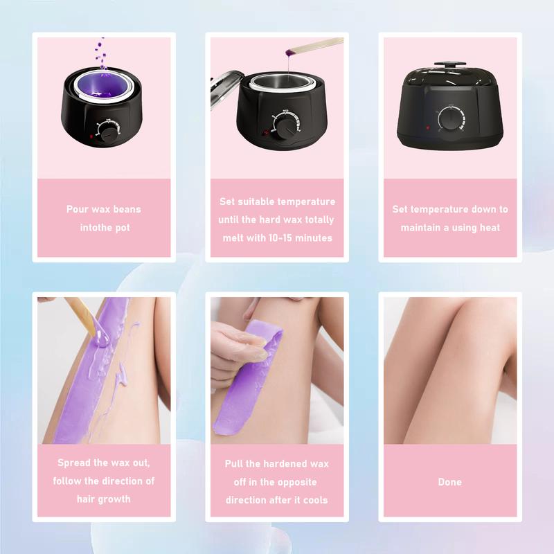 【Free Shipping】Waxing Kit for Women, Wax Pot for Hair Removal, Wax Heater Kit, 5 Packs Wax Beads and 20 Applicator Sticks, Painless Waxing Machine for Full Body Waxing Bee Body Care - No brand - Steel, Silicone 4