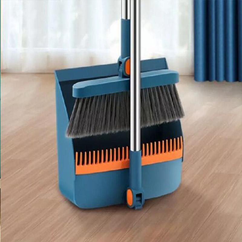 Product Introduction of Long Handled Dustpan and Brush Set Strong Metal Handle Dust Pan & Broom Sweeper Cleaning Collapsible 20