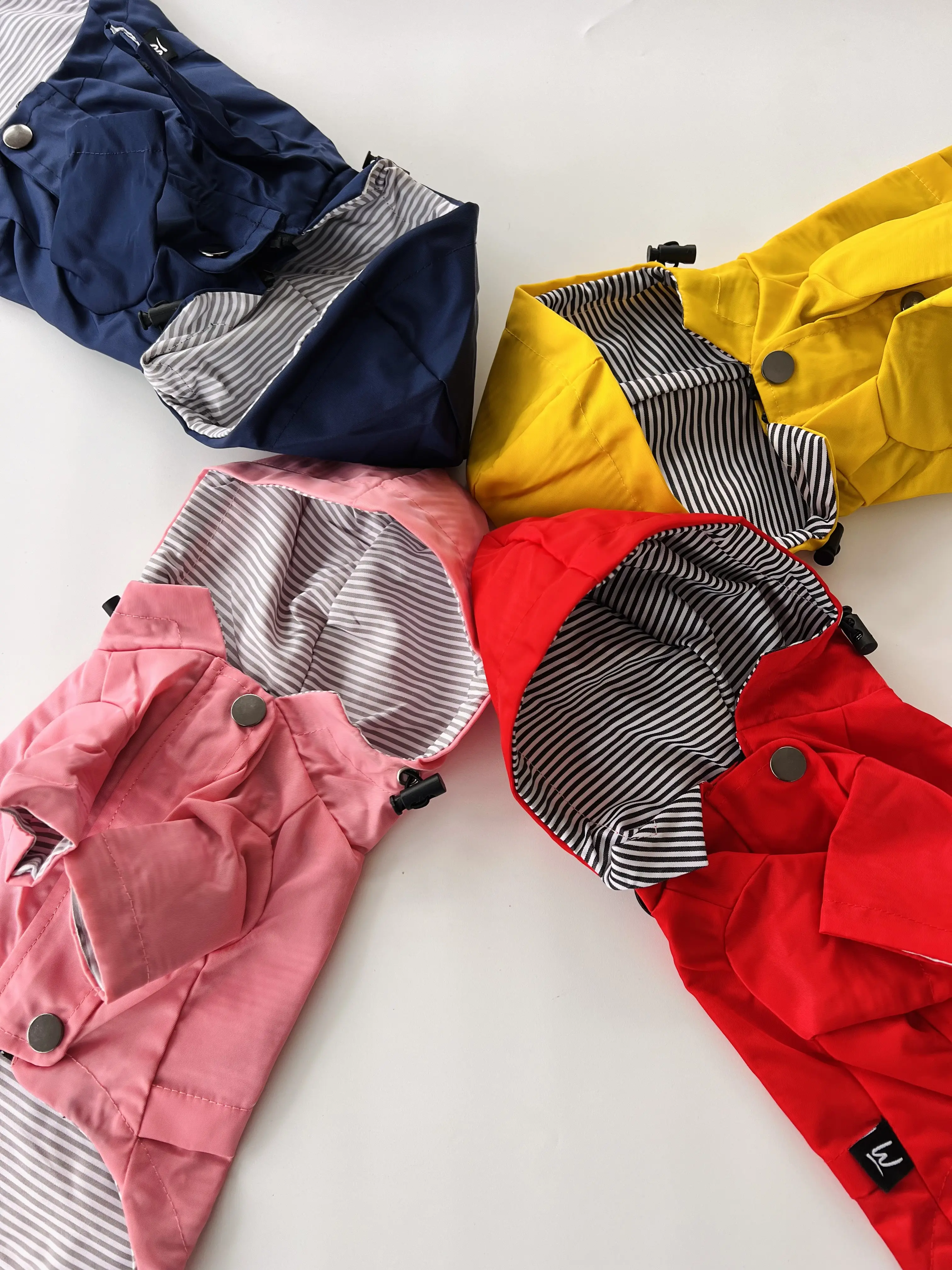 Dog Pocket Raincoat with Hood and Faux Pocket Design - 4 Colours