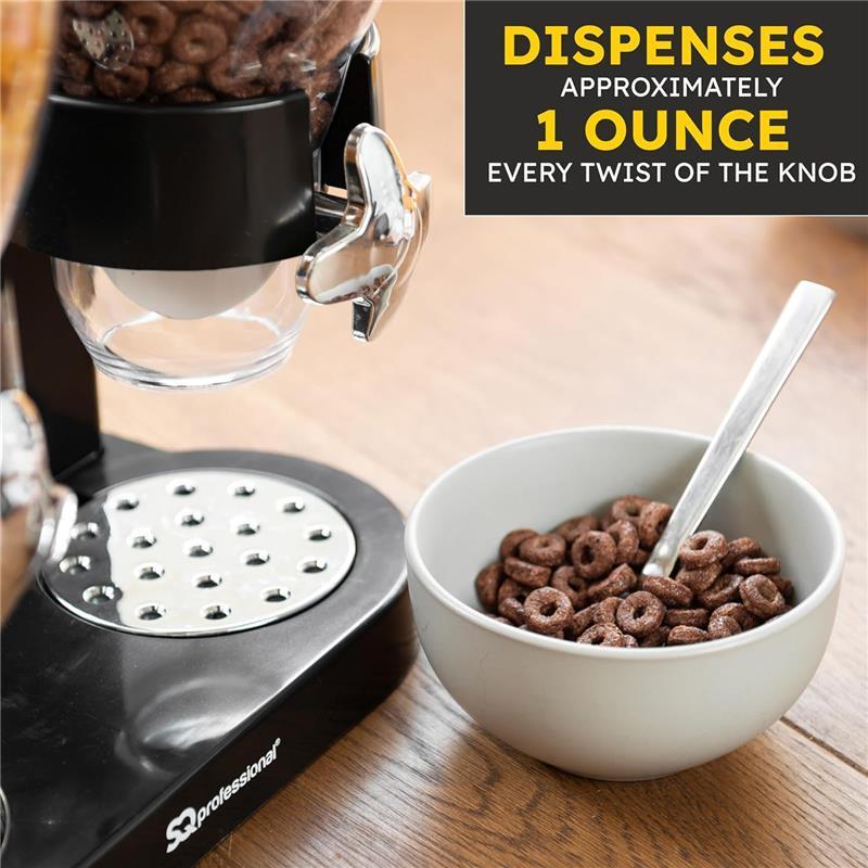 Double Cereal Dispensers -Dry Food Double Canisters With Stand Kitchen Storage Dispenser Transparent Storage Container for Cornflakes, candy, nuts, beans, granola (Black) Coffee Utensils Plastic 7