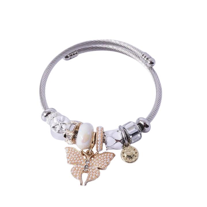 Gift Message  Charm Bracelet  with Charms -  Stainless Steel 1