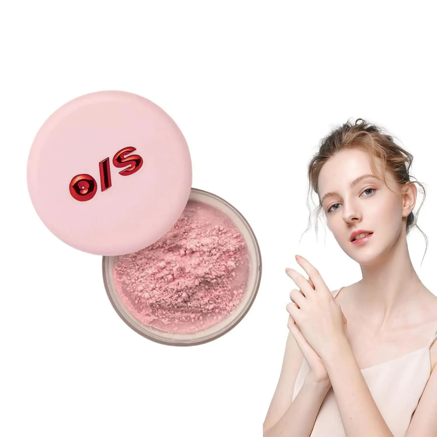 ONESIZE Pure Desire and Atmosphere Makeup Loose Powder Blush Set with Puff for All Skin Types Cosmetic Ultra Pink No.1 - 10g