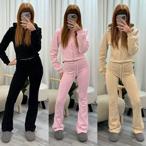 Women's Thick Scuba 051 Loungewear Tracksuit Set with Flared Pants and Hoodie - Comfortable Tracksuit, Ladies Tracksuit, Women’s Casual Tracksuit