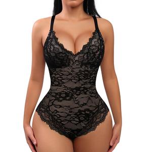 FeelinGirl Sexy Lace Bodysuit Shapewear for Women Thong  Seamless Underwear christmas Womenswear 3 Nylon Spandex Thong Seamless Womenswear  Adjustable Bottom