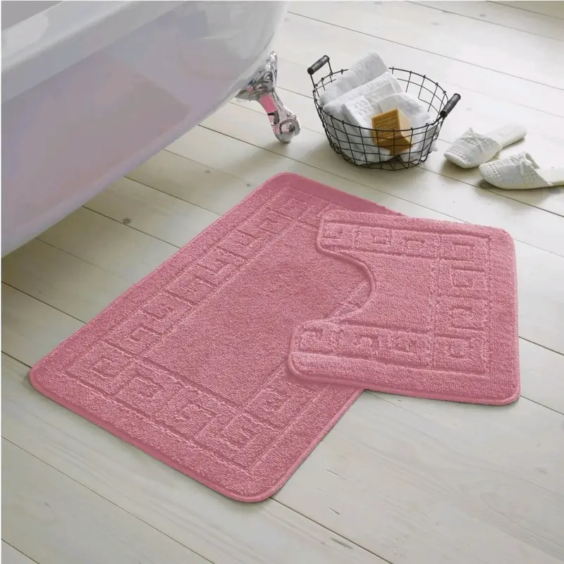 Jacquard Greek Bath Mat Set 2 Pieces Anti Slip Water Absorbent Machine Washable 5