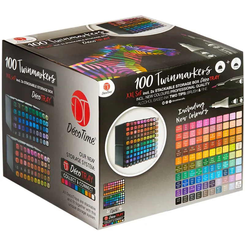 Deco Time 100 Twin Markers in Deco Tray - Perfect for Office Stationery and Supplies 3