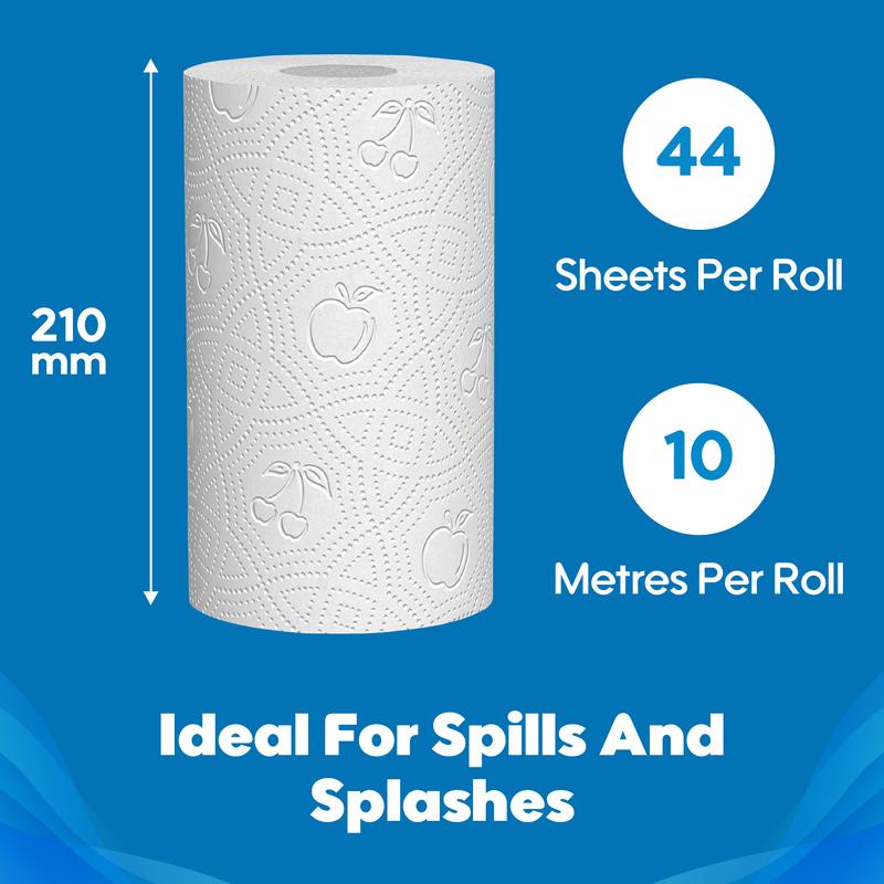 96 Dazzle Super Absorbent & Durable Paper Towel Wipes for Kitchen Usage-  2-Ply, 10m Thick Long Lasting Sheets Per Roll-2 Packs of 24 Rolls 1