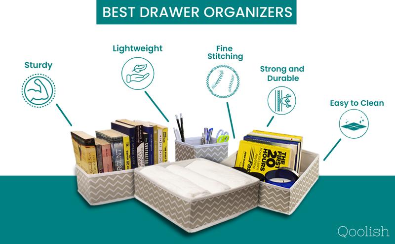 Product Introduction of Qoolish Drawer Organiser Set of 6 - Sturdy Clothes Drawer Organizer for Bedroom, Wardrobe and Drawer Boxes Lightweight   Shiny Pack Multicolor 1
