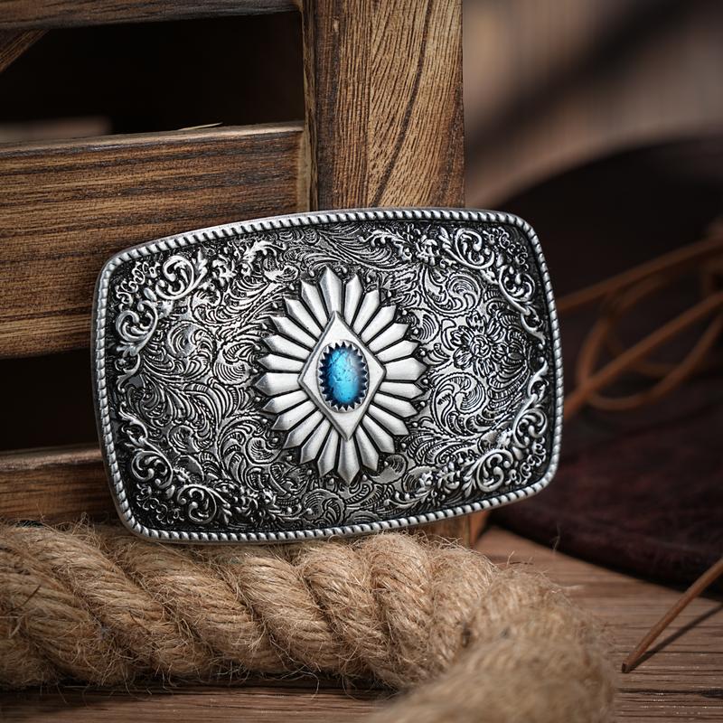 Product Introduction of Western Belt Buckle Initial Vintage-Cowboy Rodeo Silver Large Belt Buckle for Men Women 0