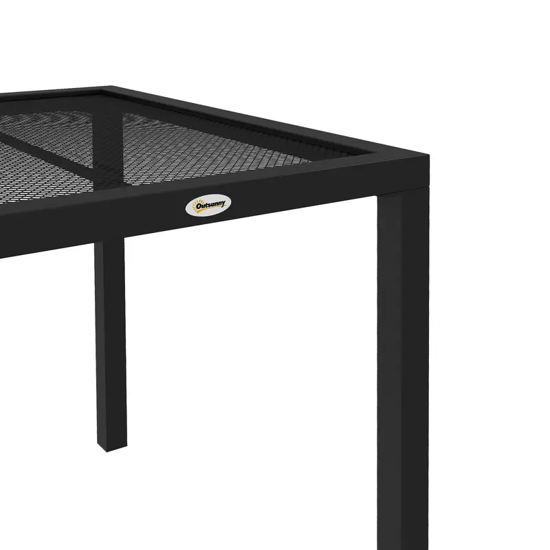 Outsunny Four-Seater Steel Garden Table, with Wired Top - Grey 7
