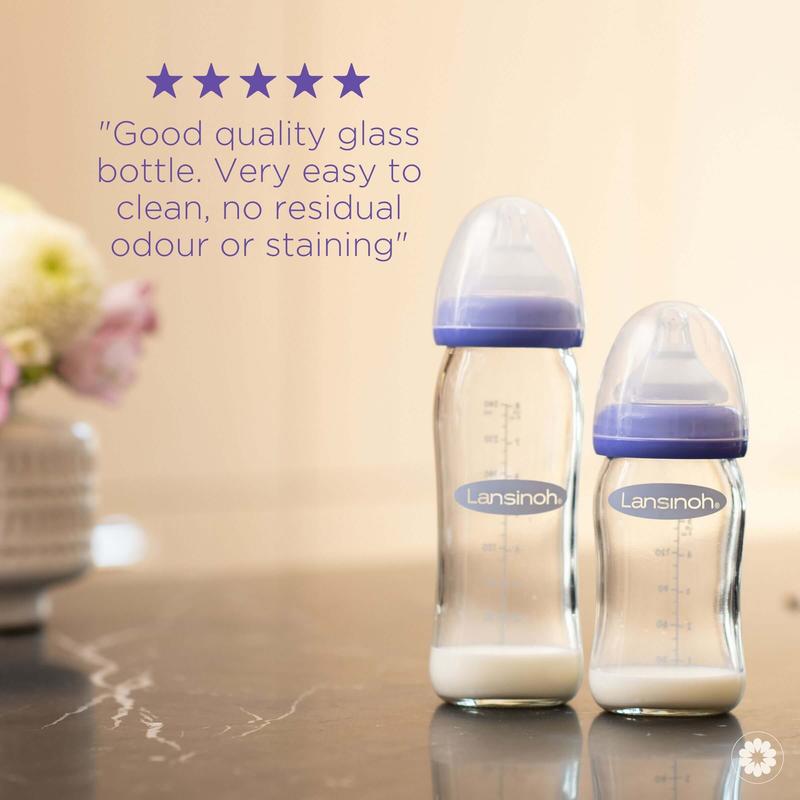 Lansinoh Glass Feeding Bottles 160ml with NaturalWave Teat for breastmilk or combi feeding 5