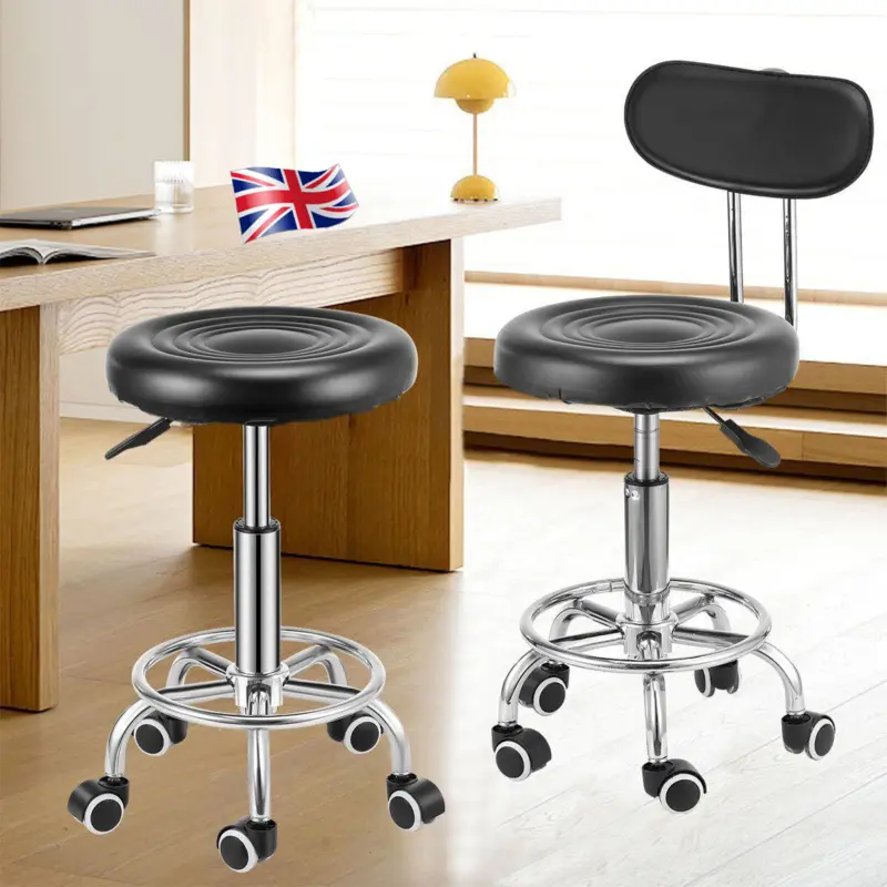 Swivel Stool Round Bar Stool Salon Chair Adjustable 360° Beauty Workshop Office