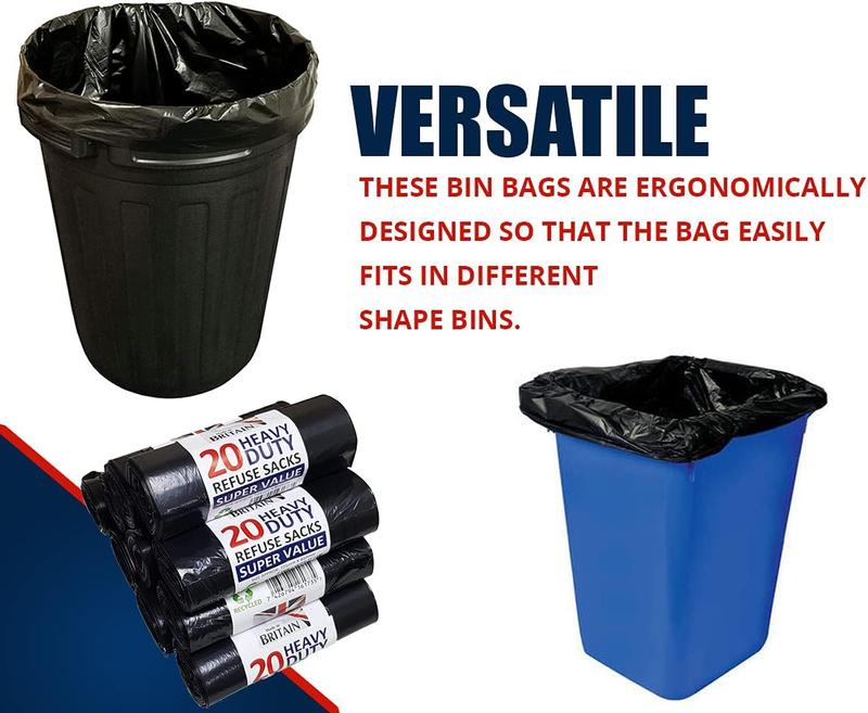 200 Medium Duty Black Refuse Sacks Rubbish Bags Bin Liners Large Household Pack 2