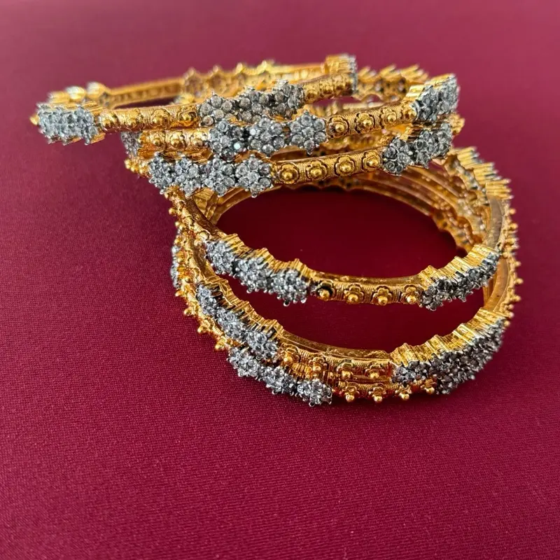 Traditional Gold Plated Bangles Set for Engagement and Bridal Party